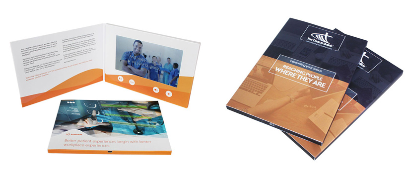 Soft cover video brochures with different LCD size